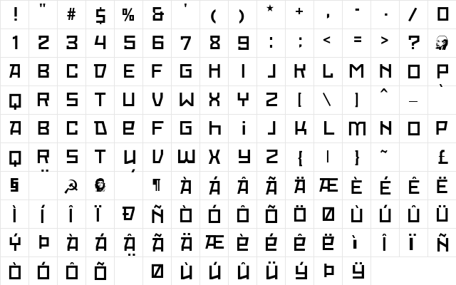 Red October Light Light  glyph index