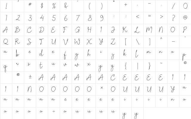 Floristy Regular  glyph index