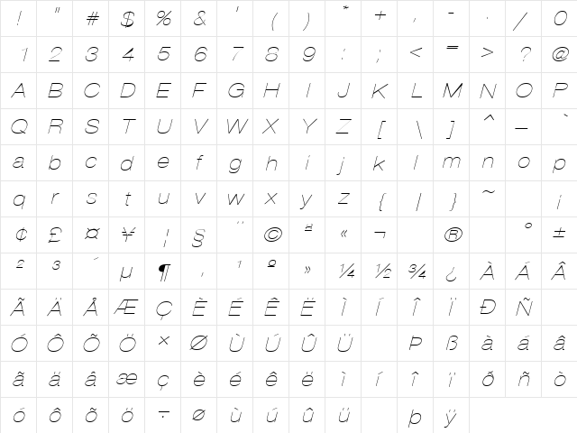 Communication 12 Regular  glyph index