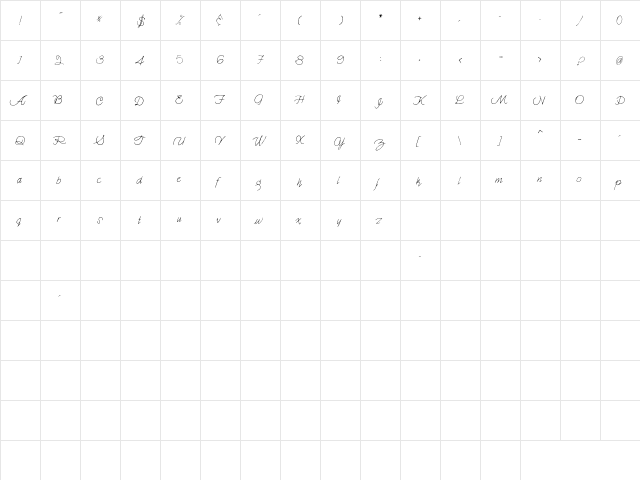 Holmes001 Regular  glyph index