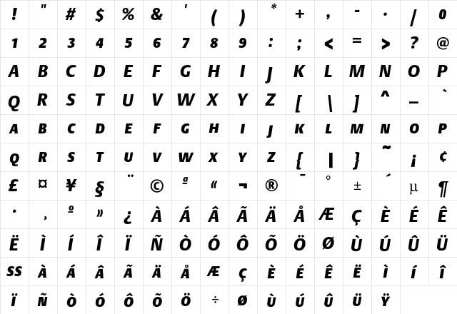 DTLArgoTCaps BlackItalic  glyph index