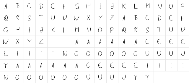 Go Come Demo Sans Serif Regular  glyph index