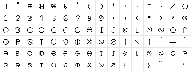 Father Regular  glyph index