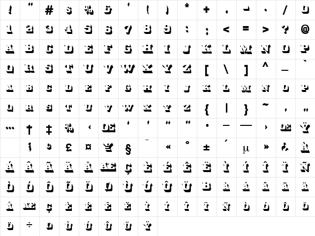 Baltimore Regular  glyph index