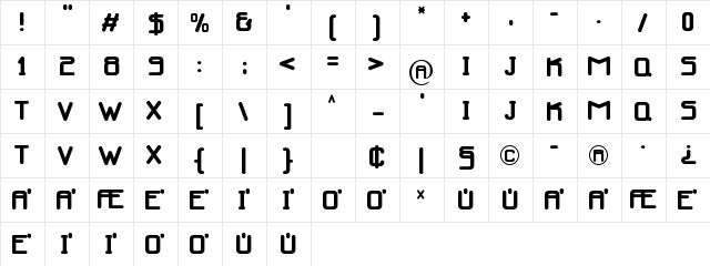 Infinity Media Regular  glyph index