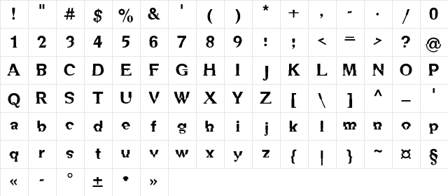 DS MechanicalC Bold  glyph index