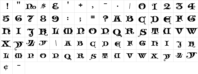 LHF Henderson Church Regular  glyph index
