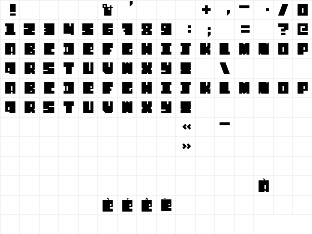 FontSlip Regular  glyph index
