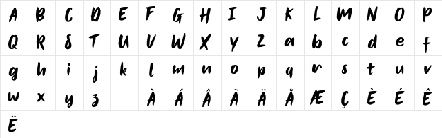 BLACK HUMMER Demo Regular  glyph index