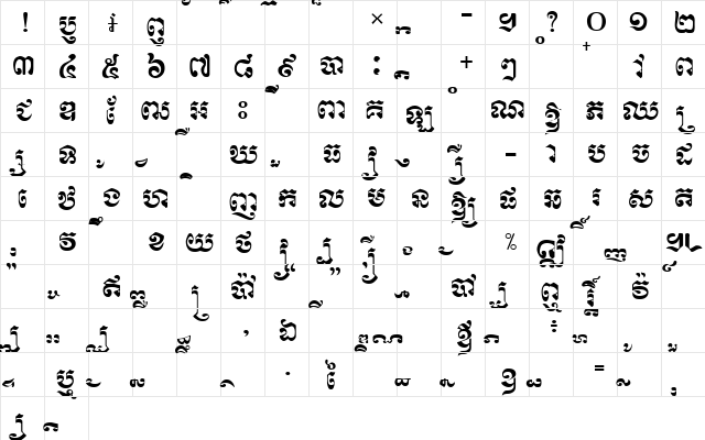 Kasskeo New Normal  glyph index