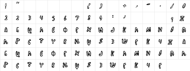 X_Outlaw Regular  glyph index