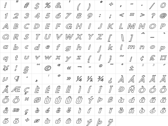 Hussar Simple SuprExtGhoObl3  glyph index
