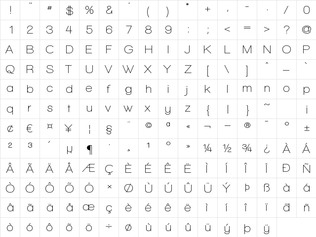 Walkway SemiBold Regular  glyph index