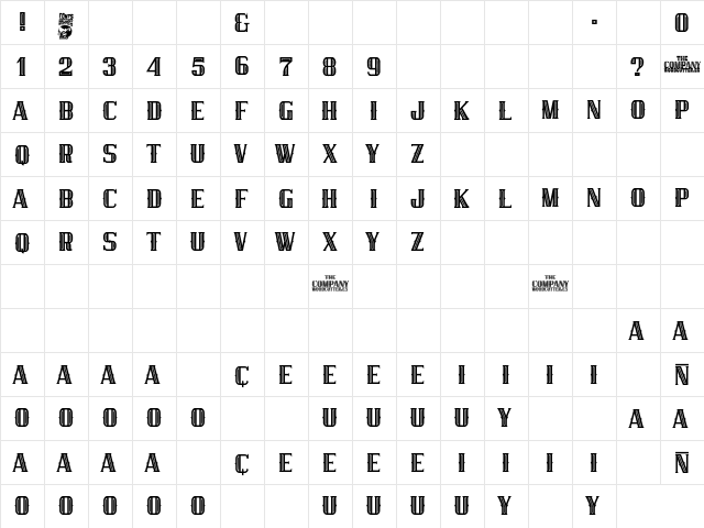 The Company Regular  glyph index