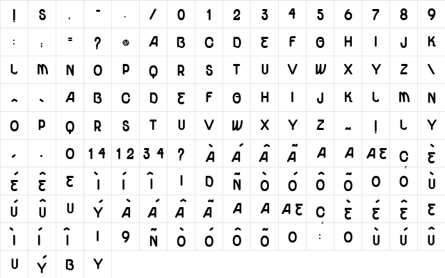 vtks unidade ultra bold Regular  glyph index