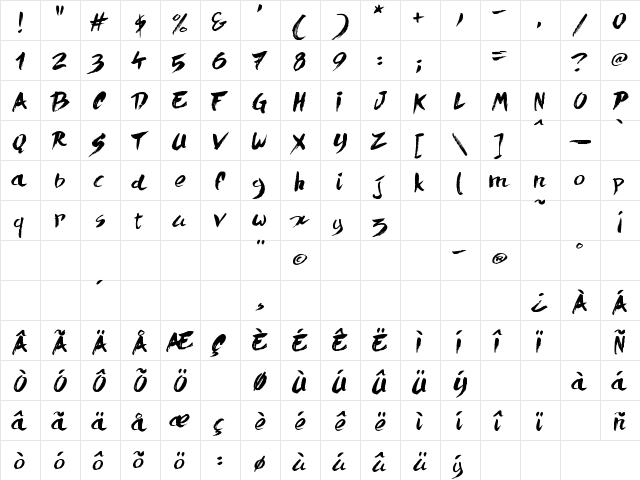 Quick Menu Boards Regular  glyph index