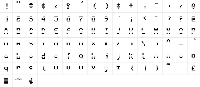VenetiaMonitor Regular  glyph index