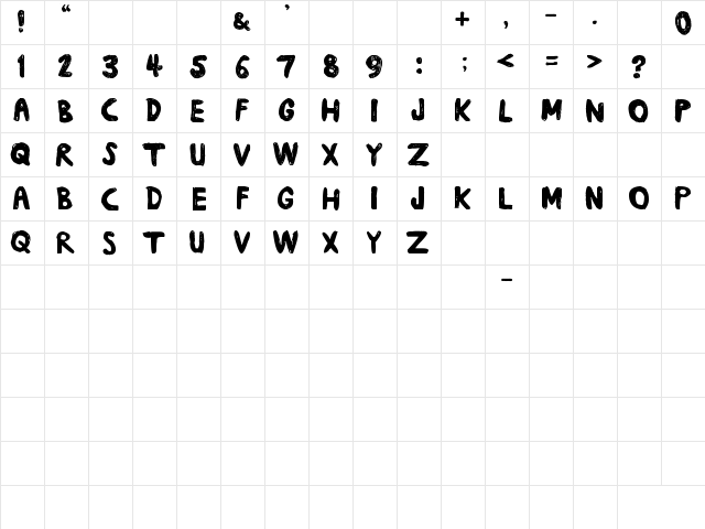daub Regular  glyph index