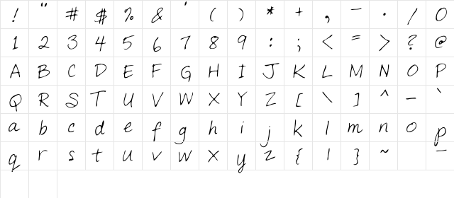 Ohi Regular  glyph index