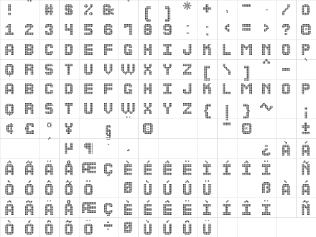 The Led Display St Regular  glyph index