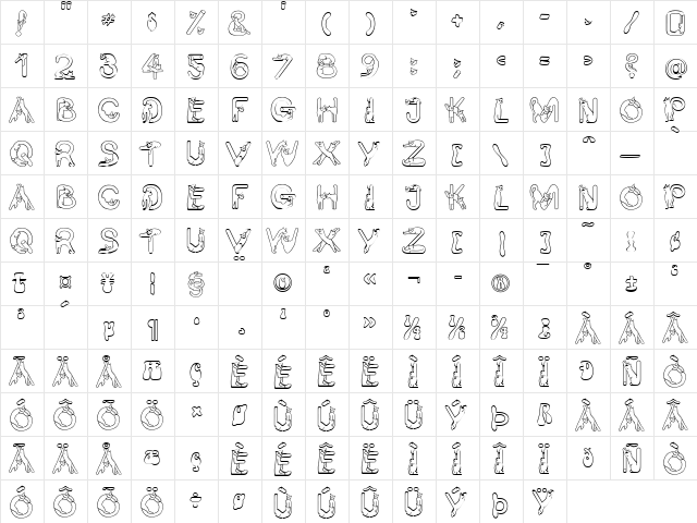 Cat Becker Normal  glyph index