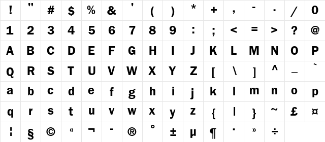 BloknotC Bold  glyph index