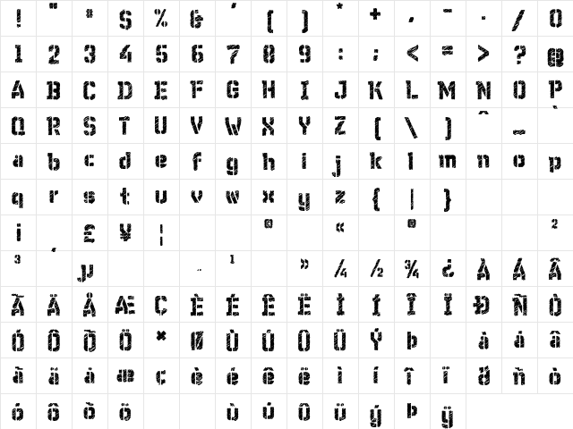 WC Wunderbach Rough Bta DemiBold  glyph index