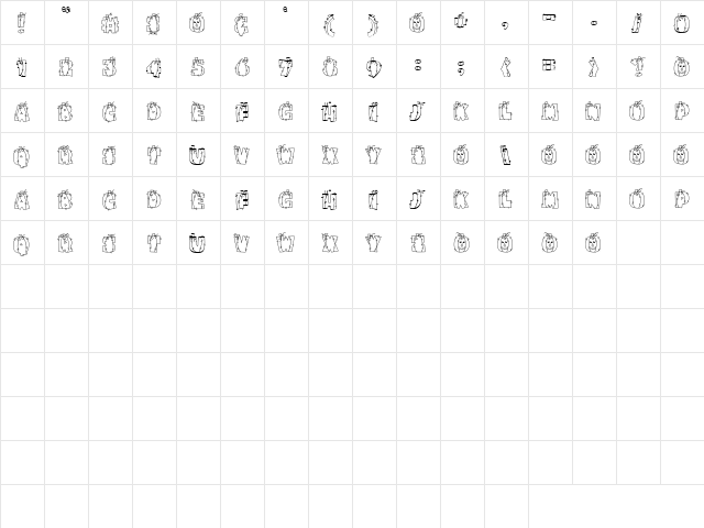 CK Pumpkin Regular  glyph index
