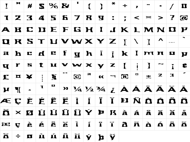 FZ WARPED 43 EX Normal  glyph index