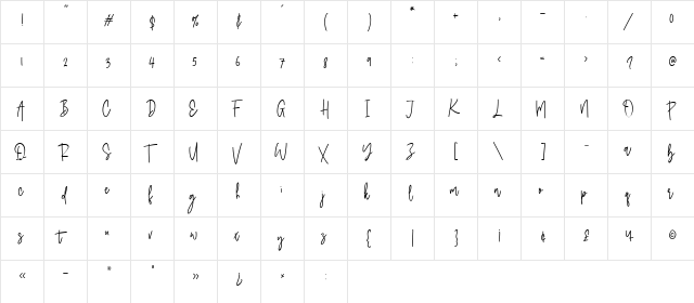 Classyday Regular  glyph index
