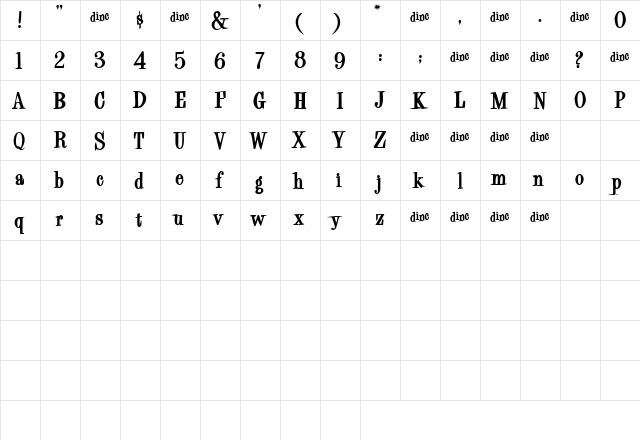 Feathers Regular  glyph index