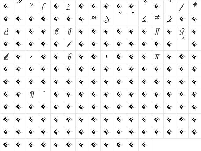 CallSix-ItalicExp Regular  glyph index