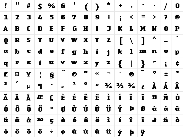 LTAuthenticSerif Black Black  glyph index