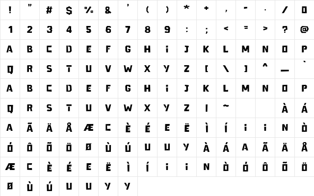 Manils Regular  glyph index