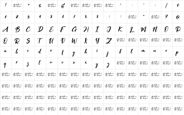 Tempe! Regular  glyph index