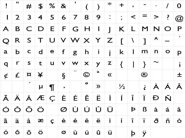 Quarter 2 Regular  glyph index