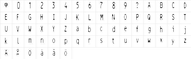 Helvetet Regular  glyph index