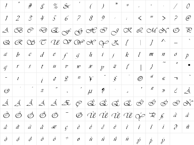 FZ SCRIPT 26 Normal  glyph index