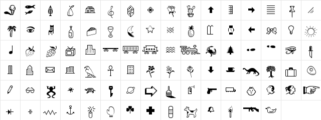 DTP Works Regular  glyph index