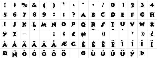 Colbert Regular  glyph index