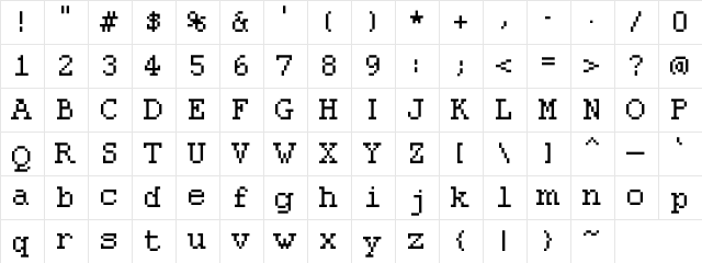 pixolde Regular  glyph index