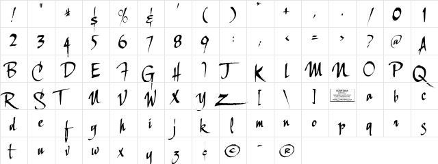 Halloween_ScriptanaCOND Regular  glyph index