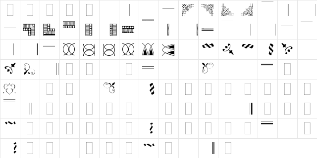 BorderfontClassicalsPlain Regular  glyph index