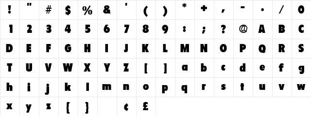 Seigh Display SSi Regular  glyph index