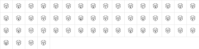 KR Angel Bear Regular  glyph index