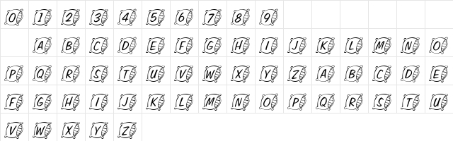101! Sweet Dreams Regular  glyph index
