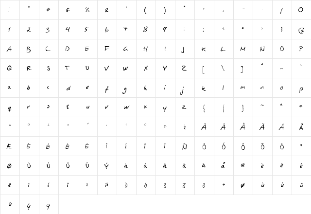Asphyxiate Asphyxiate Regular  glyph index