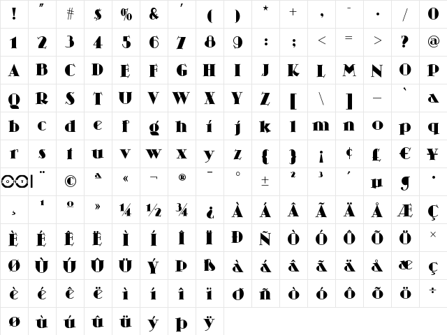 Skittles n Beer NF Regular  glyph index