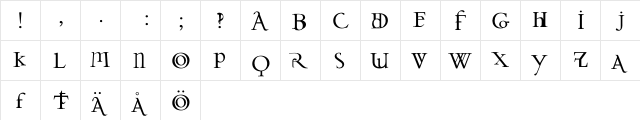 Darwin Plain  glyph index