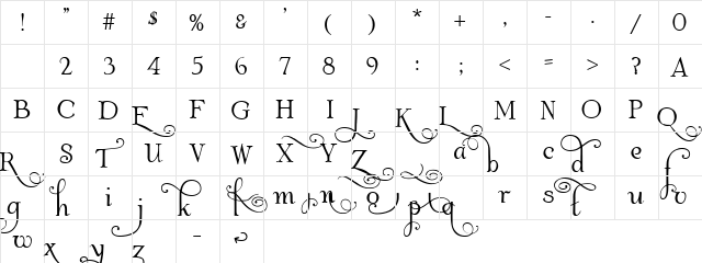 Albemarle Swash Regular  glyph index